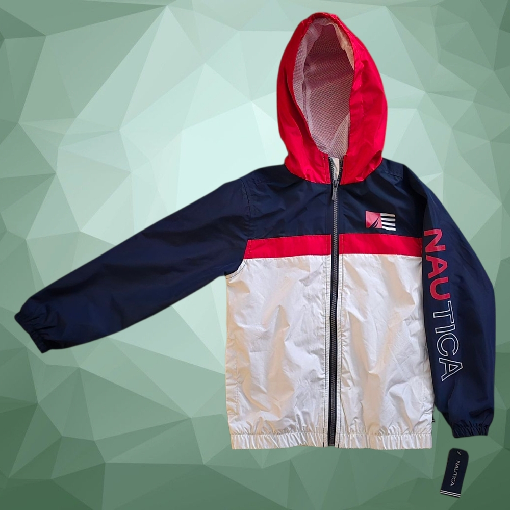 Nautica Red and Navy Hooded Jacket